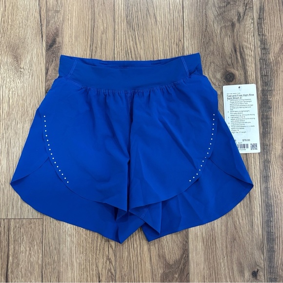NWT Lululemon Fast & Free High Rise Split Shorts 3" Galactic Cobalt Size XXXS 0 - Picture 2 of 6